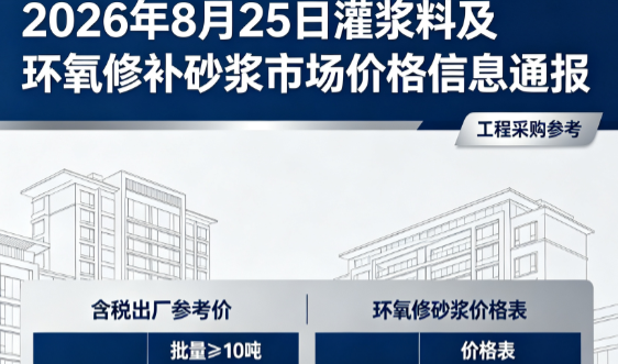 江陵2026年8月25日灌浆料及环氧修补砂浆市场价格信息通报